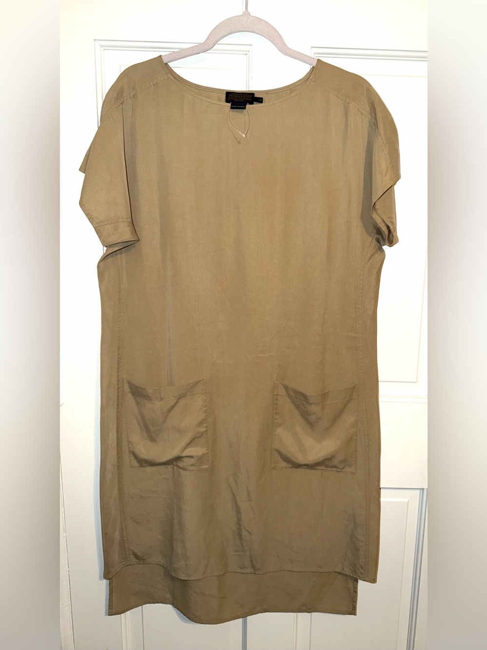 Pendleton Khaki/Tan Short Sleeve Shift Dress with Front Pockets
